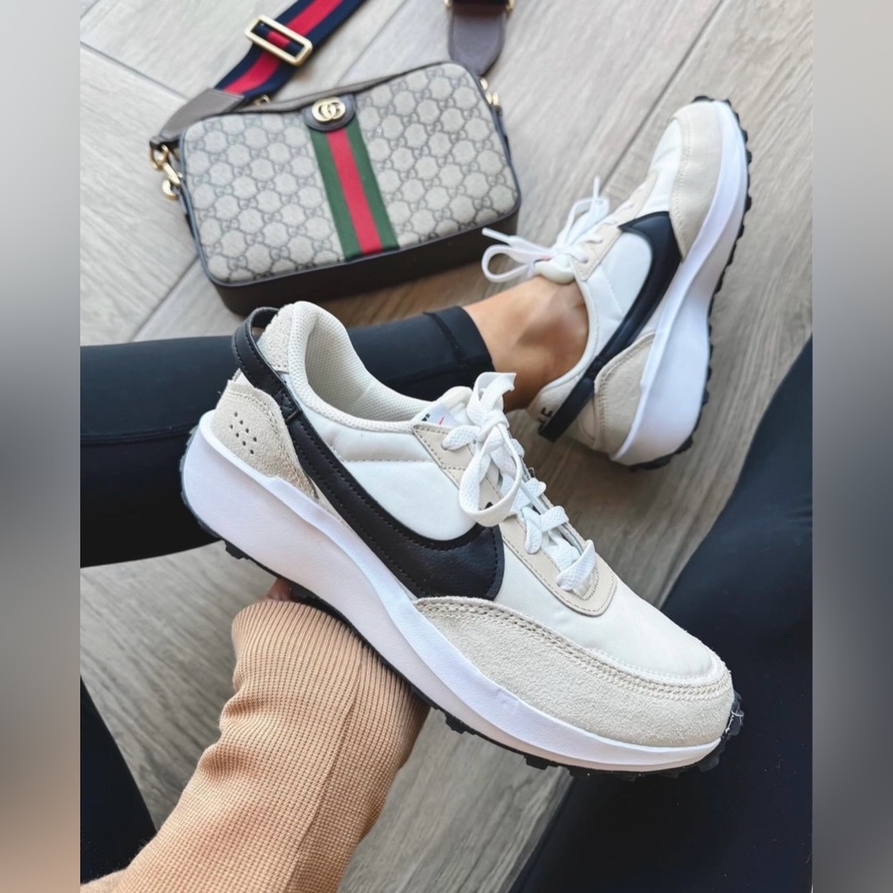 Women's Cream and Black Waffle Sneakers Size 9